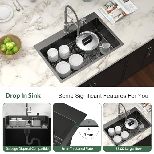 25 Inch Utility Laundry Sink Drop In 16 Gauge Stainless Steel Single Bowl Laundry Room Sink Laundry & Utility Room Kitchen Sinks 25