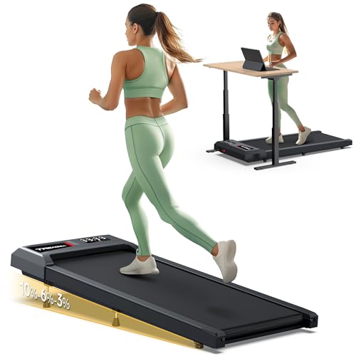 Walking Pad with Incline, Walking Pad Treadmill 300lb Capacity, Under Desk Treadmill Works with KINOMAP WELLFIT, 2.5HP Running Pad Small Treadmill for Home Office Apartment