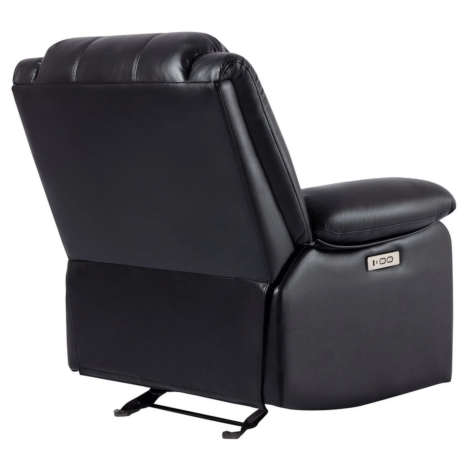Maddie Home Faux Leather Power Recliner Glider with Plush Arms in Black