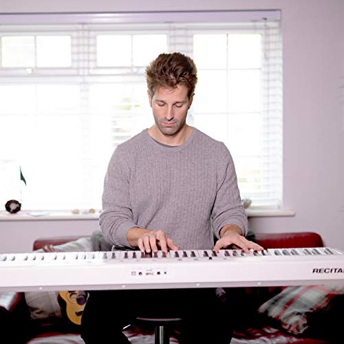 Alesis Recital – 88 Key Digital Piano Keyboard with Semi Weighted Keys, 2x20W Speakers, 5 Voices, Split, Layer and Lesson Mode, FX and Piano Lessons