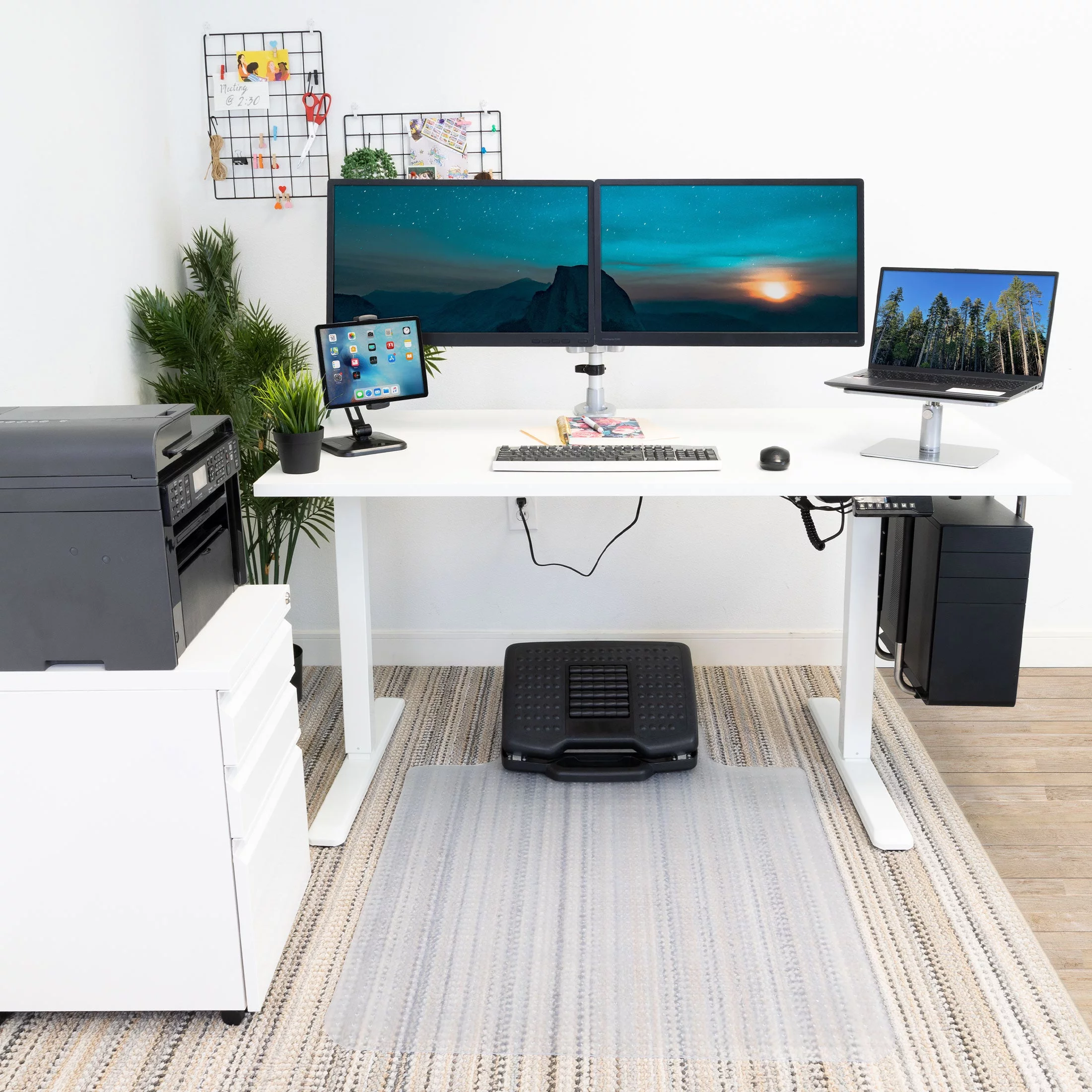 Mount-It! White Electric Standing Desk with Extra-Wide  55