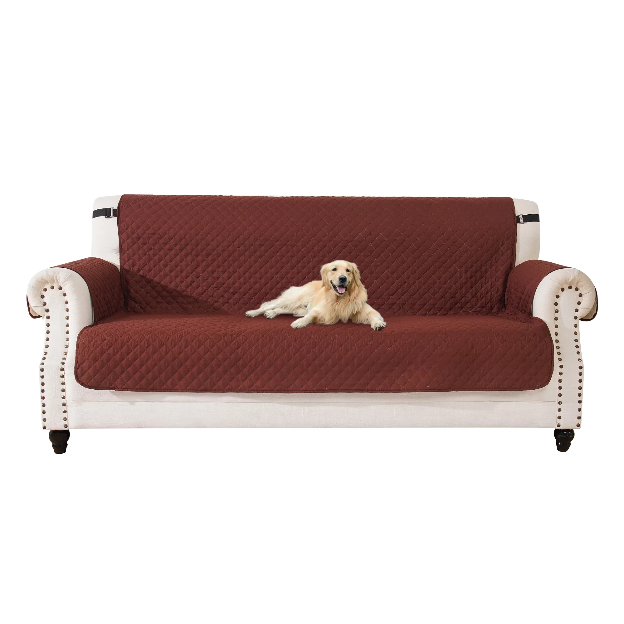 Lochas Waterproof Sofa Cover Slipcover Non Slip Couch Cover Machine Washable Furniture Protector for Pets Kids Children Dog Cat for 3 Seaters,Coffee