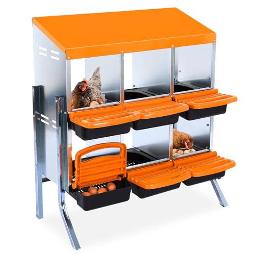 Chicken Nesting Box, 10 Hole 2 Layer Hen Nest Box with Legs, Roll Away Eggs Laying Boxes,Cleanable Pull Out Hen Roosting Boxes