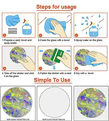 36PCS Snowflake Window Stickers Anti Collision Decals to Save Birds - Non Adhesive Prismatic Vinyl Rainbow Stickers