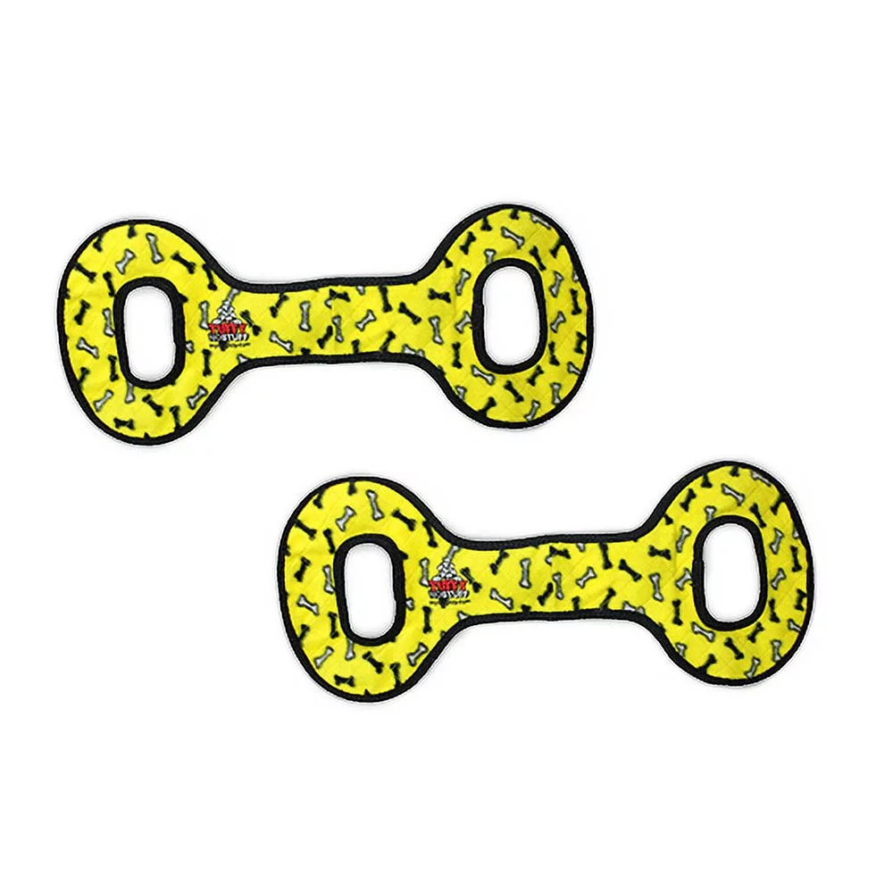 Tuffy No Stuff Ultimate Tug-O-War Yellow Bone, 2-Pack Durable Dog Toys
