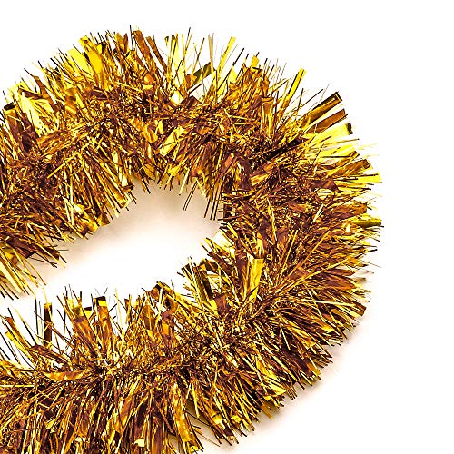 25 ft Long Roll Silver & White Tinsel Twist Garland, Shiny Metallic Foil Decorations for Halloween, Parade Floats, Christmas Eve, New Year Parties (4