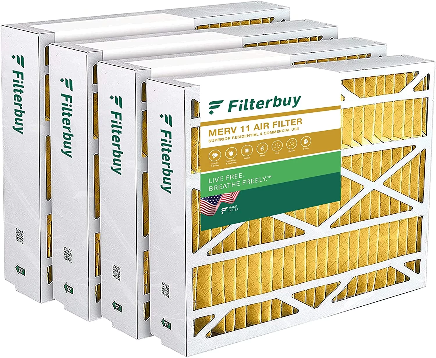 Filterbuy 20x26x5 MERV 11 Pleated HVAC AC Furnace Air Filters for Electro-Air and White Rodgers (4-Pack)
