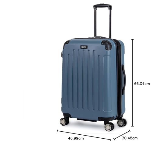 Kenneth Cole REACTION Renegade Luggage Expandable 8-Wheel Spinner Lightweight Hardside Suitcase, Navy Blue, 20-Inch Carry On