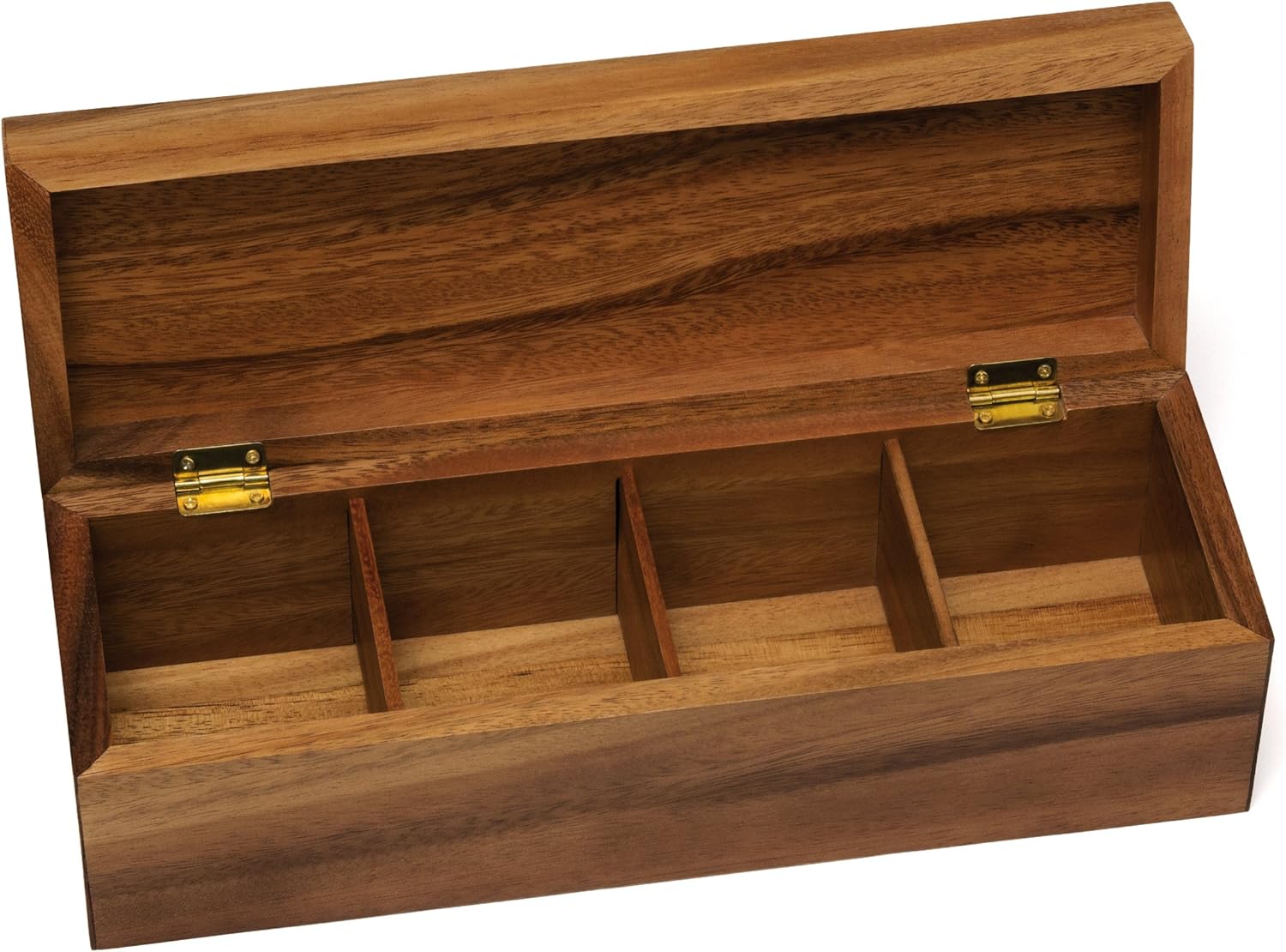 Lipper International Acacia Wood Tea Box with 4 Sections, 12-1/2