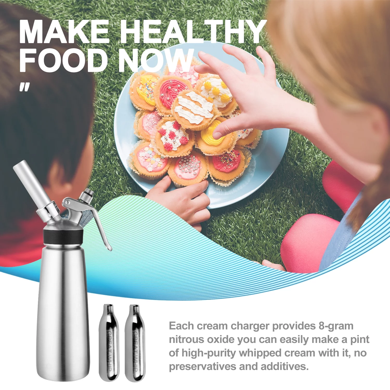 GreatWhip N2O Whipped Cream Chargers Nitrous Oxide Cartridges Original Flavor (50 Pcs)