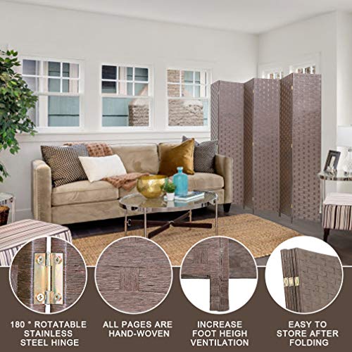 Wood Mesh Woven Design 4 Panel Folding Wooden Screen Room Divider