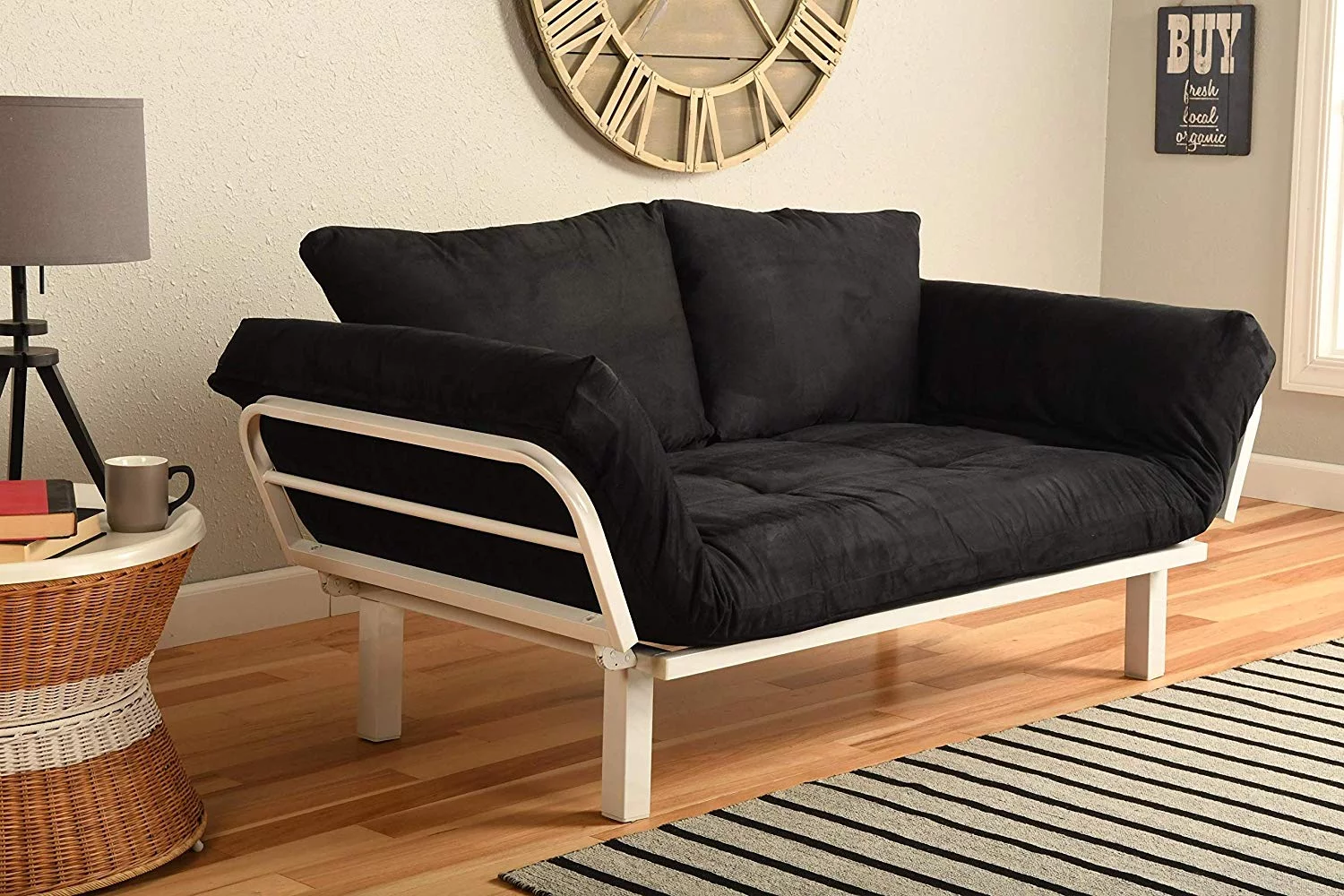 Kodiak  Spacely White Lounger Frame with Suede Black Mattress