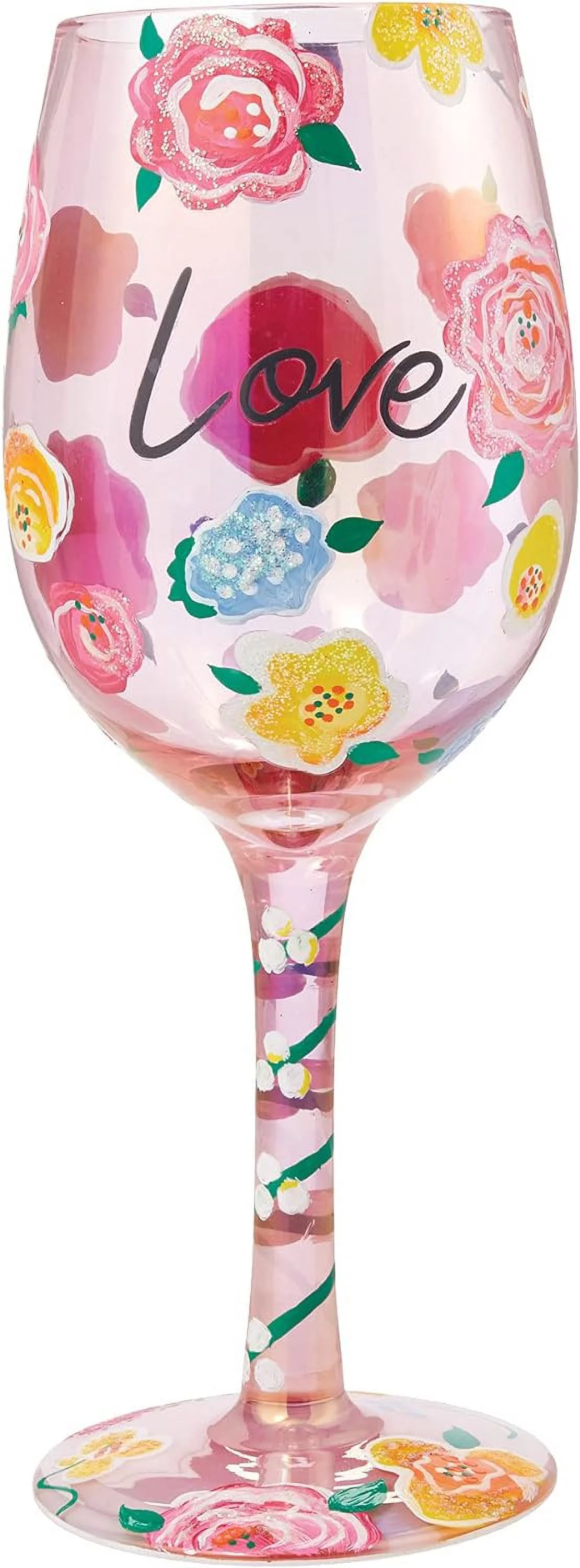 Designs By Love Floral Hand-Painted Artisan Wine Glass, 1 Count (Pack Of 1), Multicolor