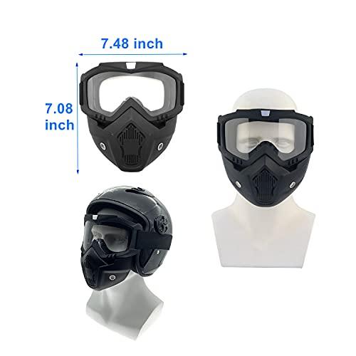LJDJ Motorcycle Goggles with Removable Face Mask Dirt Bike ATV Motocross Eyewear