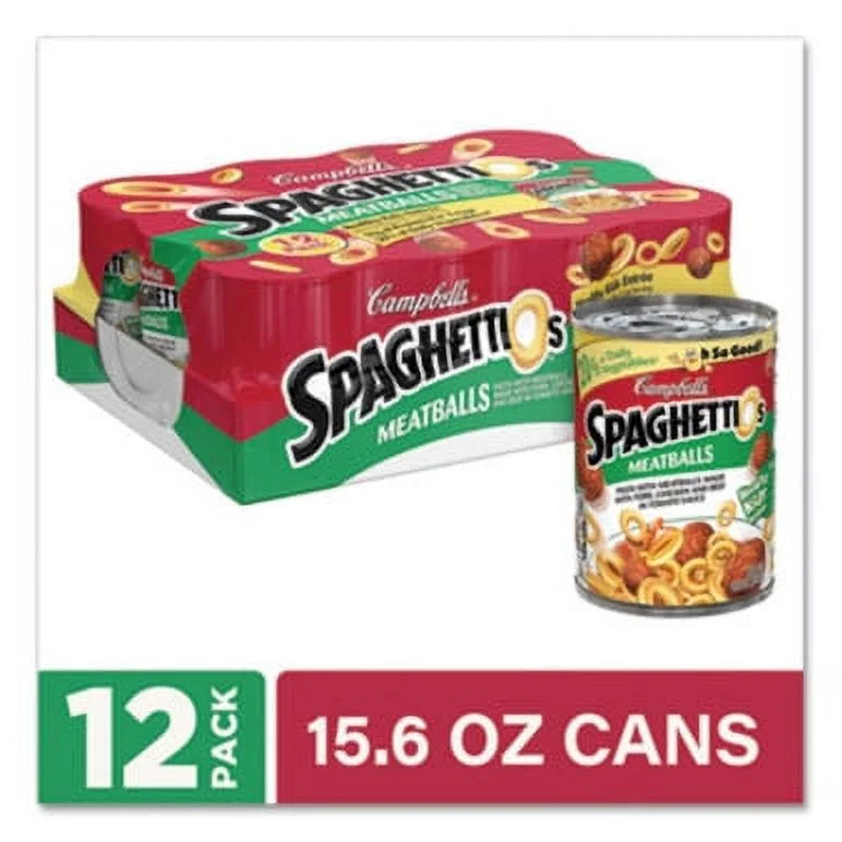 Spaghettio's Canned Pasta w/ Meatballs, 15.6 Oz Can, 12/Pack