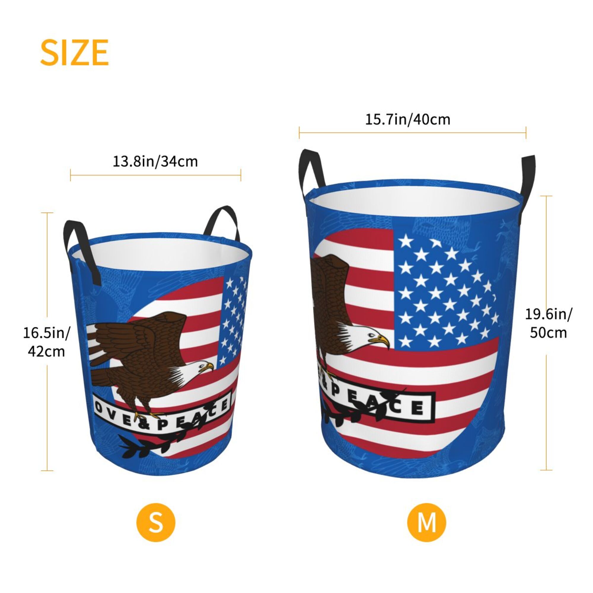 ZICANCN Laundry Basket Organizer, Blue American Flag Collapsible Hamper for Bathroom Bedroom Laundry Room, Medium Size