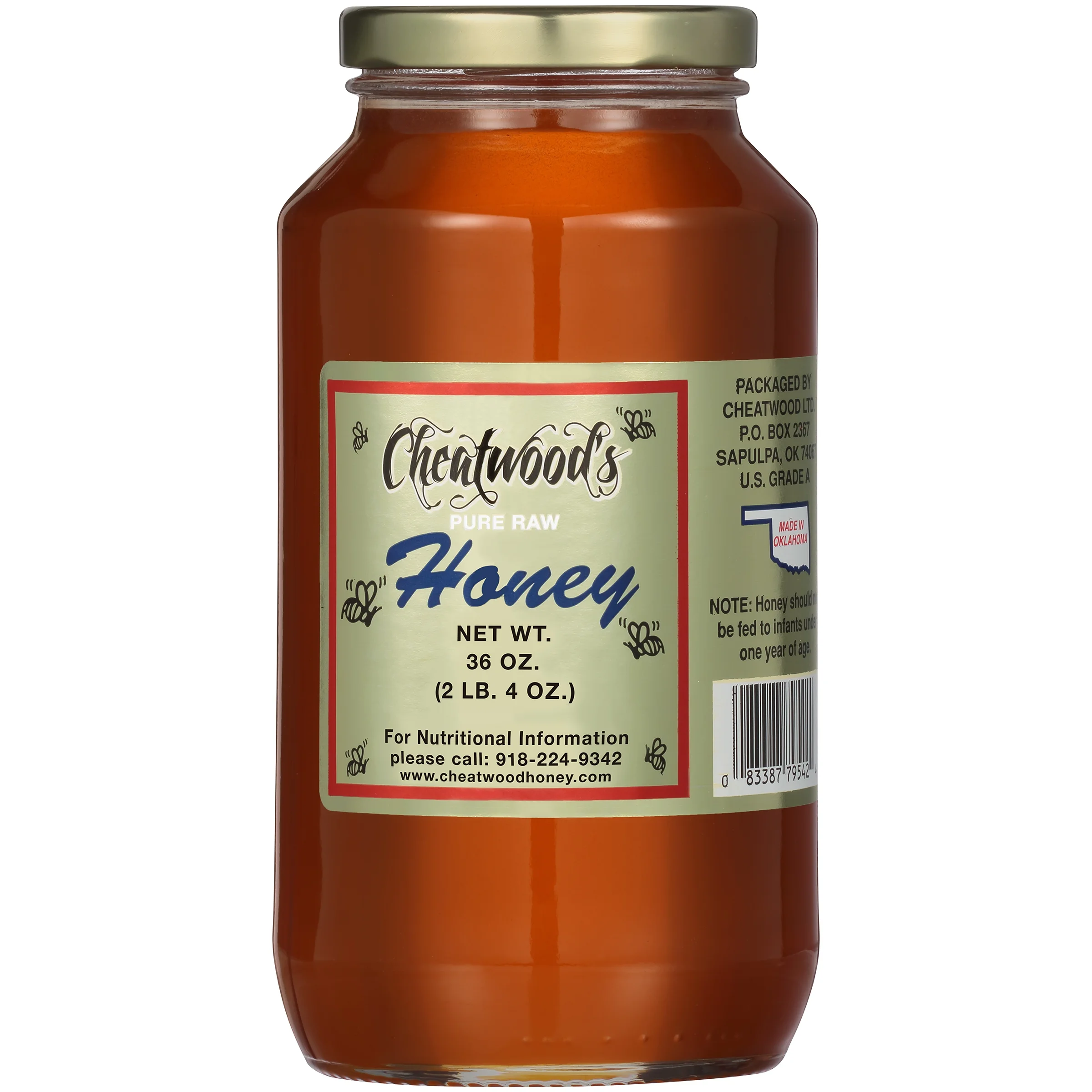 Cheatwood's Pure Raw Honey 36 oz. Jar