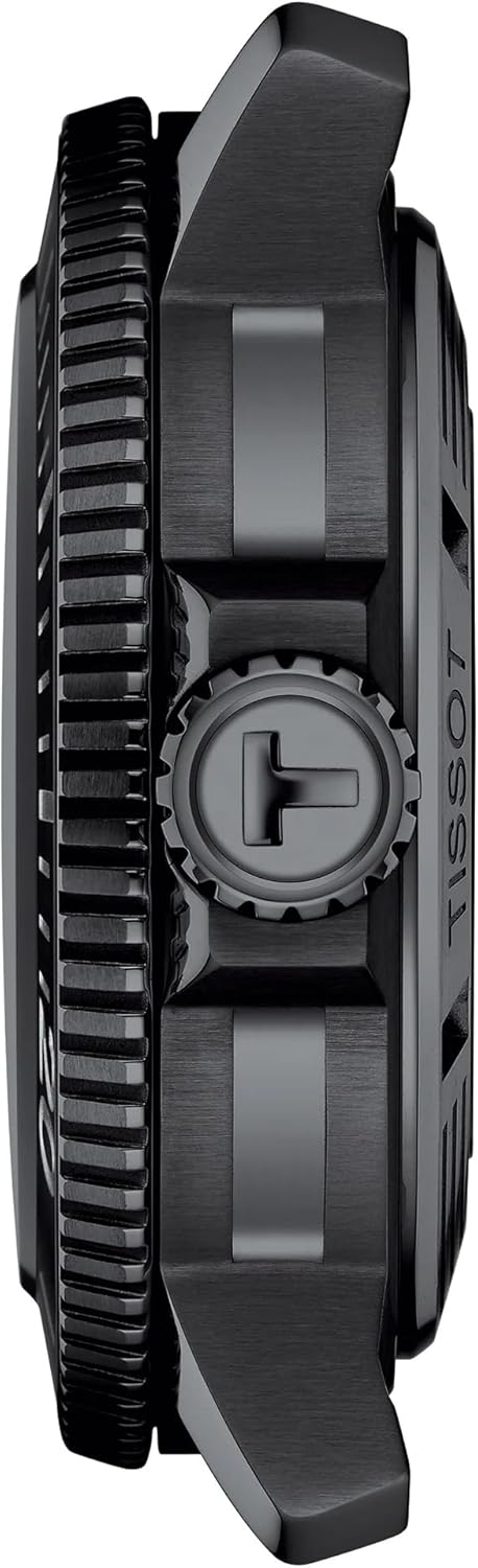 Tissot Mens Seastar 2000 Professional Powermatic 80 316L Stainless Steel case with Black PVD Coating Automatic Watch, Blue/Black, Rubber, 22 (T1206073704100)