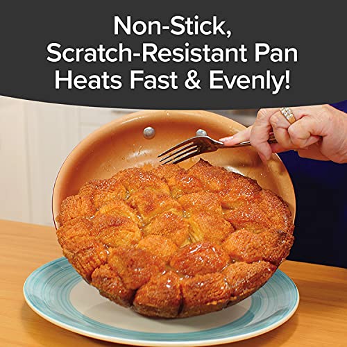 Red Copper 10 inch Pan by BulbHead Ceramic Copper Infused Non-Stick Fry Pan Skillet Scratch Resistant Without PFOA and PTFE Heat Resistant From Stove To Oven Up To 500 Degrees