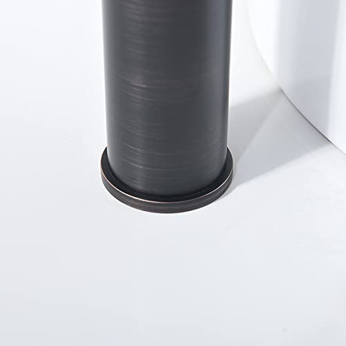 Phiestina Brushed Gold Tall Bathroom Vessel Sink Faucet, Single Hole Single Handle Waterfall Modern Bathroom Faucet, with Pop Up Drain and Water Supply Line, NS-SF01-BG-V