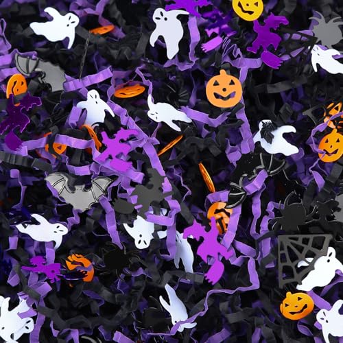 Jansun 1LB Red Green Crinkle Cut Paper Shred Filler Grass with Christmas Tree Stars Dots Confetti for Christmas Bakset Gift Box Bag Gift Wrapping Basket Filler Decorations