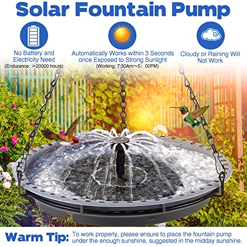 Dreyoo Solar Bird Bath Fountain for Outdoor, Solar Powered Hummingbird Water Fountain Combo Set, Bird Bath Bowl with Solar Fountain Pump with 4 Water Spray for Garden Yard Patio Lawn (Freestanding)