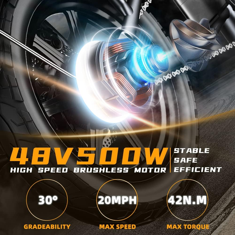 K6 Folding Electric Bike for Adults, Magnesium Alloy 500W 21MPH Mountain Ebikes for Adults with 48V 12.8Ah LG Cells Removable Battery,20'' Electric Bicycle,Dual Suspension,7-Speed Gears