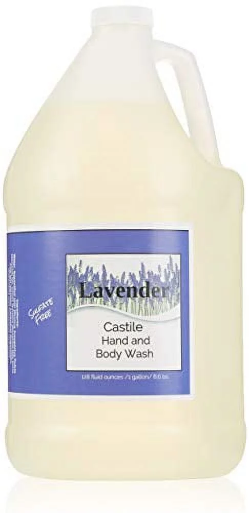 Lavender Castile Hand and Body Wash 1 gallon, Vegan, Non-GMO, Sulfate Free