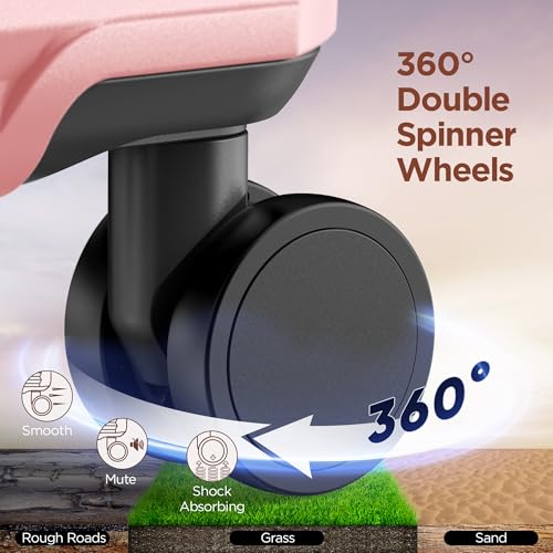 SHOWKOO Luggage Sets 3 Piece Hardside Expandable Suitcase with Double Spinner Wheels Tsa Lock, (Beige White, 5 piece set)