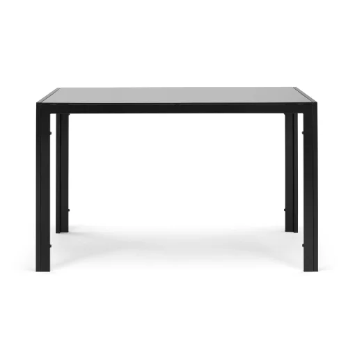 Rectangle Black Tempered Glass Dining Table 47.25''L x 27.56''W Modern Style Heavy-Duty Metal Legs