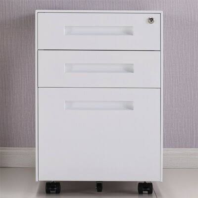 Anferny 3-Drawer Mobile Vertical Filing Cabinet Latitude Run Color: White