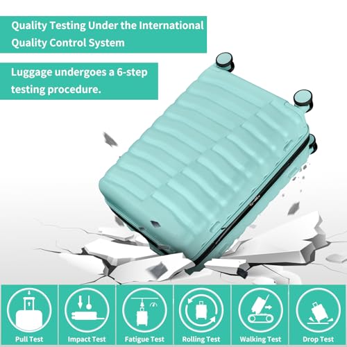 Lightweight Luggage with Spinner Wheels & YKK Zipper, 3-Piece Travel Suitcase ABS+PC Hardshell Luggage Set with TSA Lock, Light Avocado Green (20+24+28 inch)