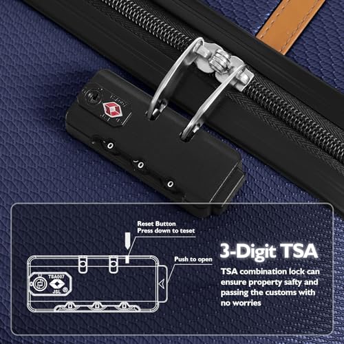 AnyZip Luggage ABS+PC Hardside Lightweight Suitcase with Spinner Wheels TSA Lock, Checked-Large 28-Inch, Cream