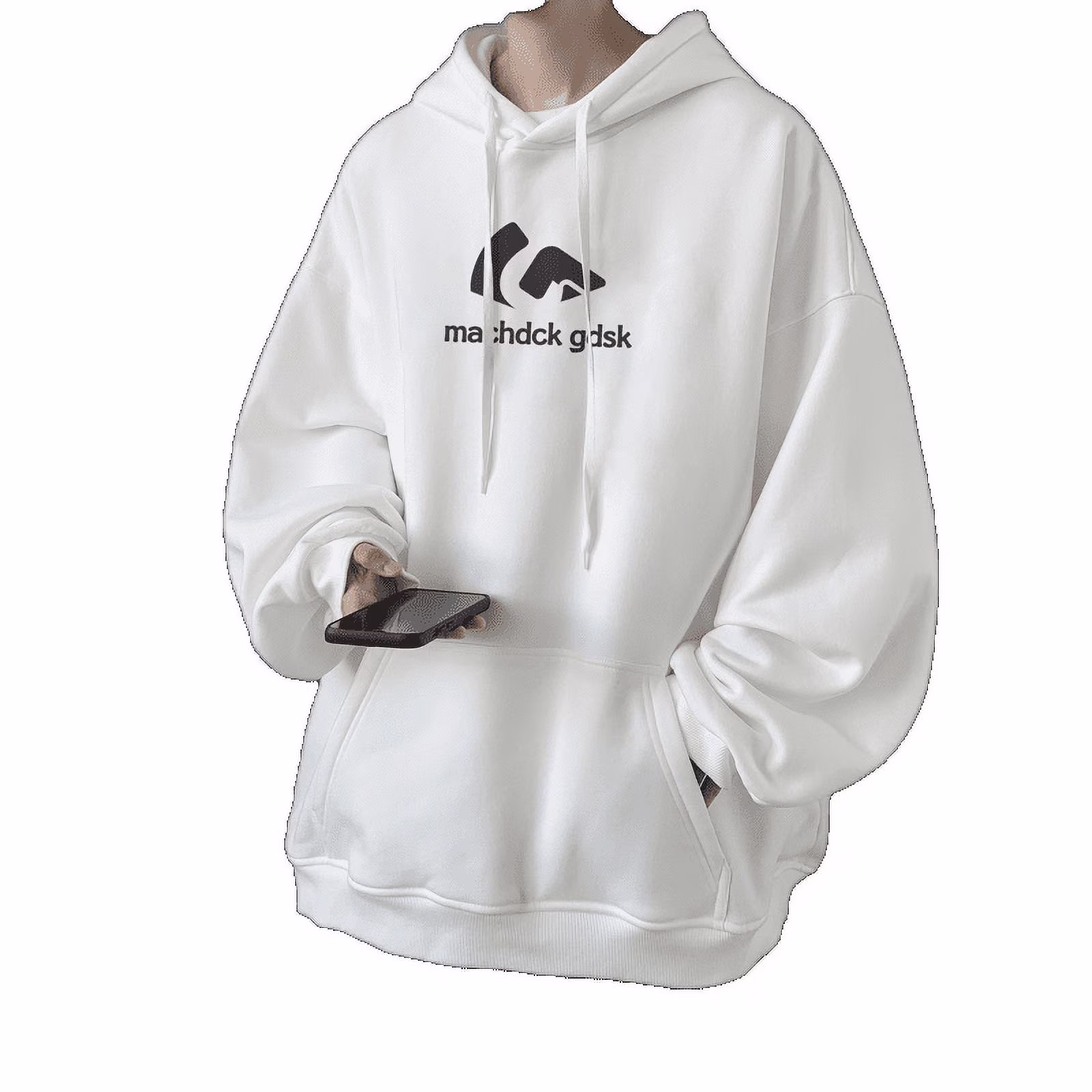 Spring And Autumn Hip Hop Hooded Sweatshirt Men'S Trendy Loose Casual Jacket Black Xl