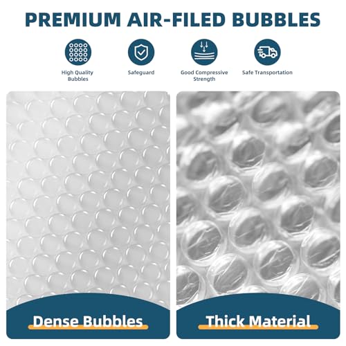 Metronic Bubble Cushioning Wrap 2 Pack 12 Inch x 72ft Total, Dense Bubble Packing Air Wrap Clear Bubble Packing Roll for Shipping and Moving Supplies, Perforated Every 12