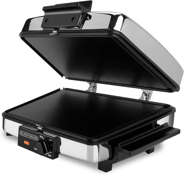 BLACK+DECKER 3-w-1 Wafflowa Maker z Odwracalnymi Powierzchniami, Stal Nierdzewna, Model G48TD