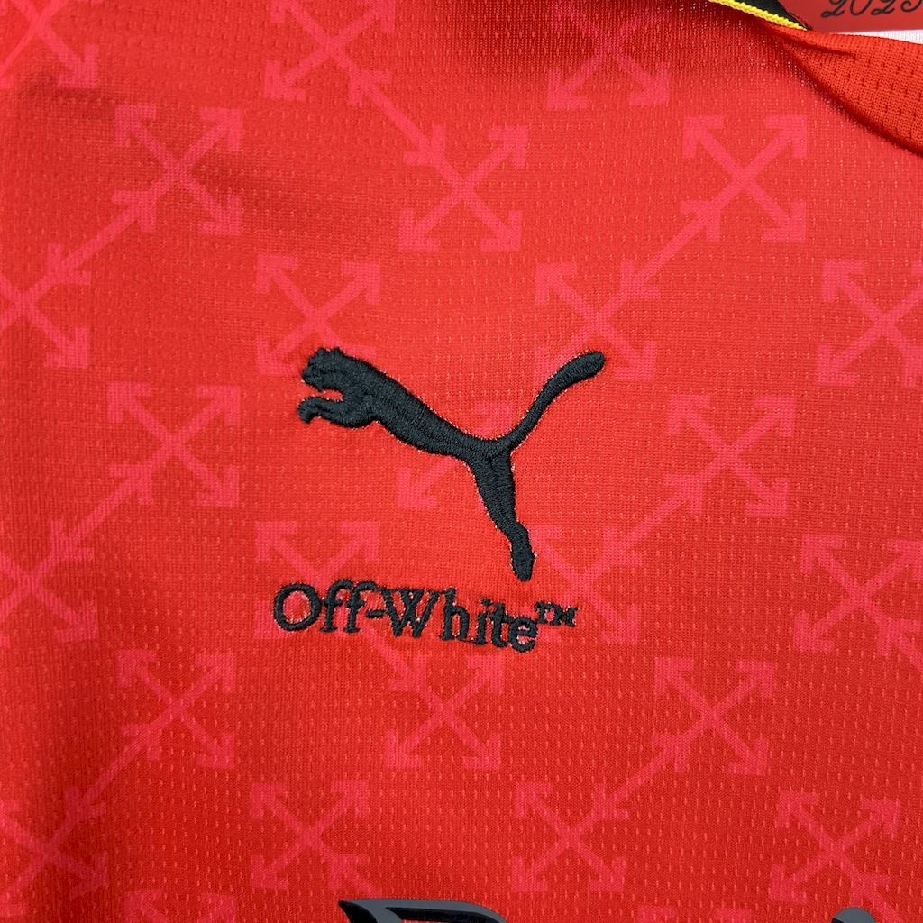 AC Milan off white red kids jersey kit shirt