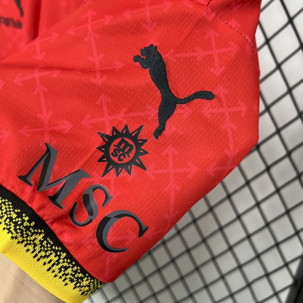 AC Milan off white red kids jersey kit shirt