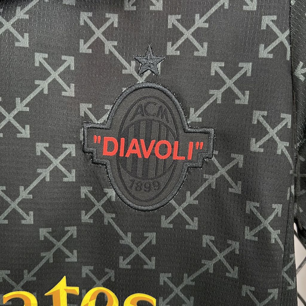 AC Milan off white black kids jersey kit shirt