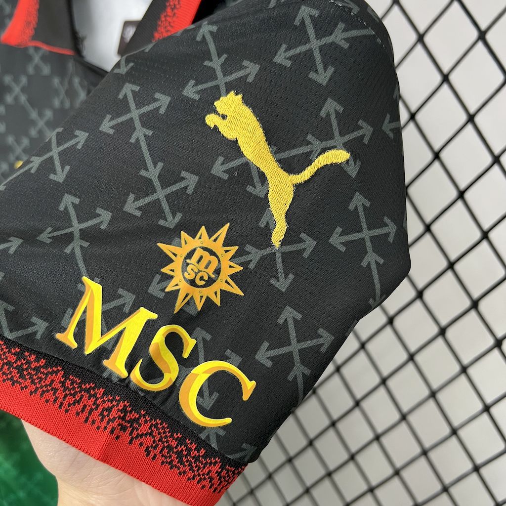 AC Milan off white black kids jersey kit shirt