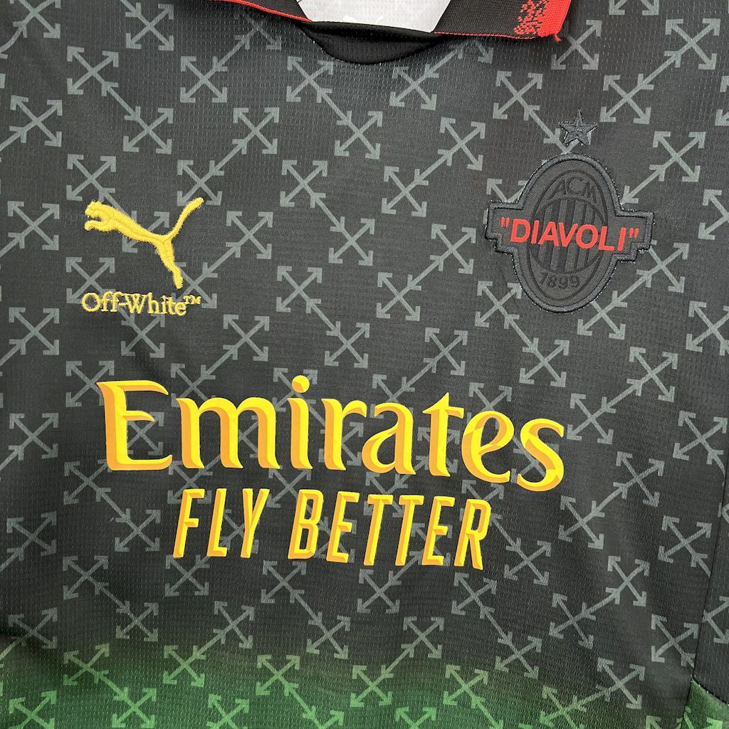 AC Milan off white black kids jersey kit shirt