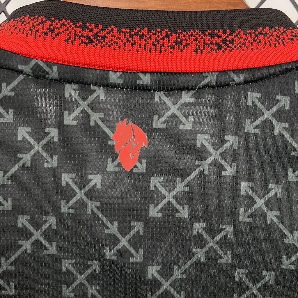 AC Milan off white black kids jersey kit shirt