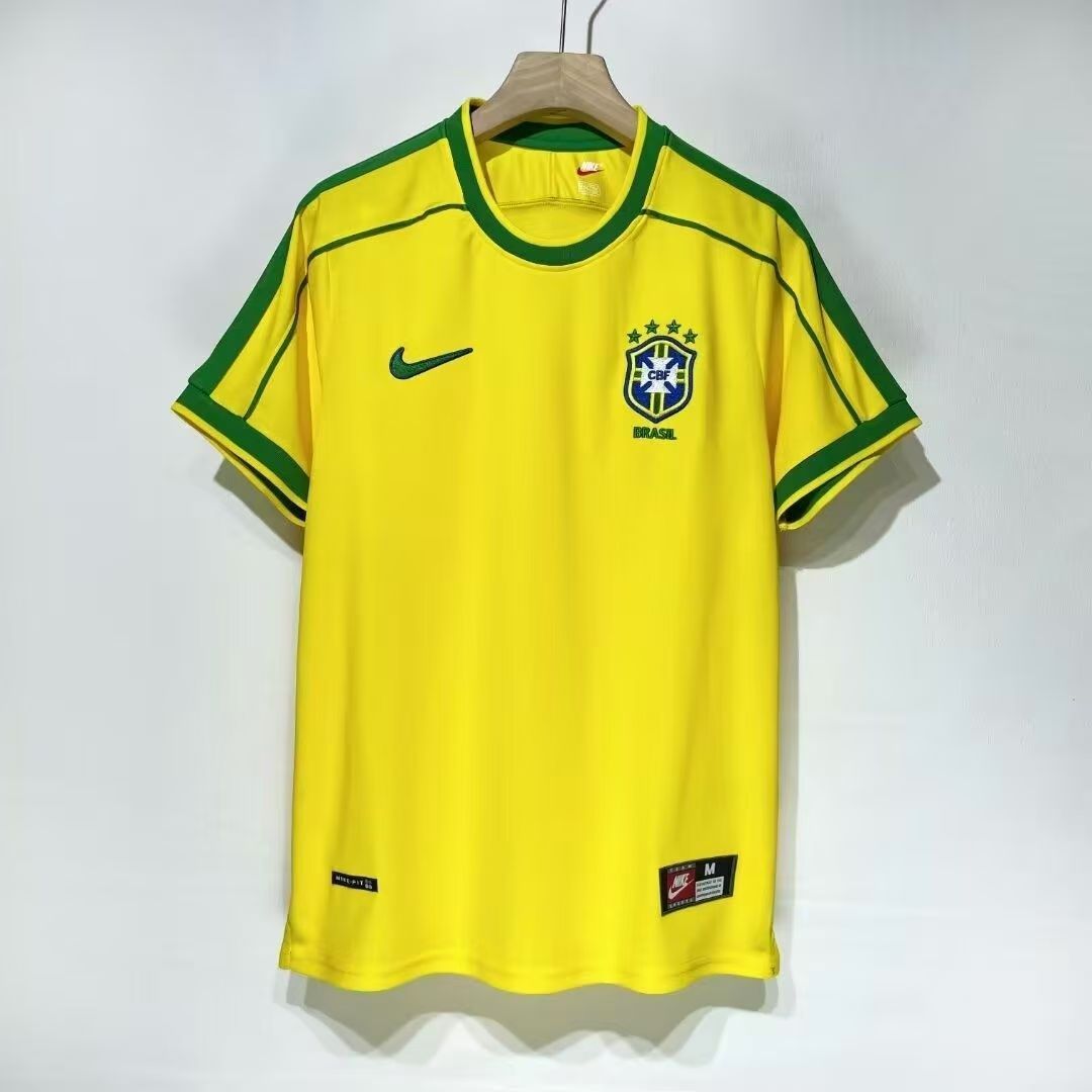 Brazil 1998 home Retro jersey kit shirt