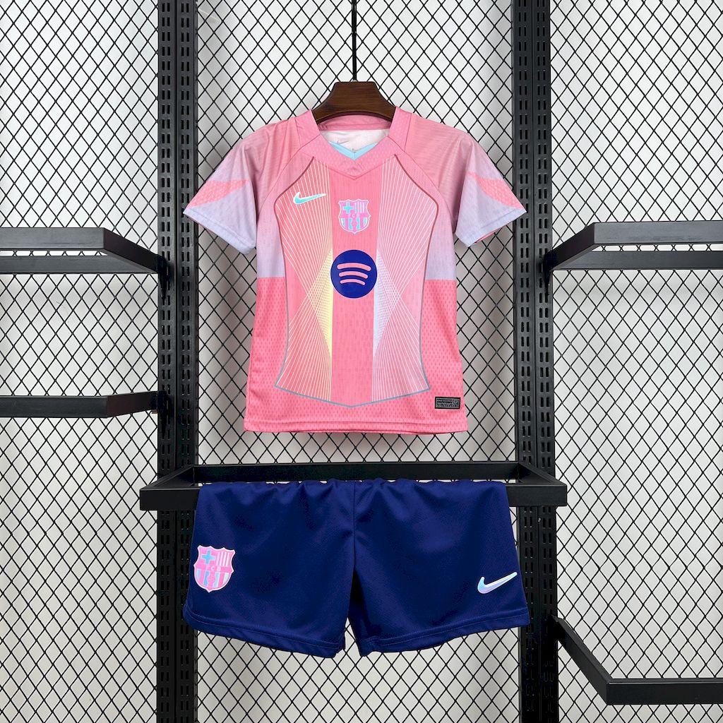 Barcelona 25/26 Pink Special Edition kids jersey kit