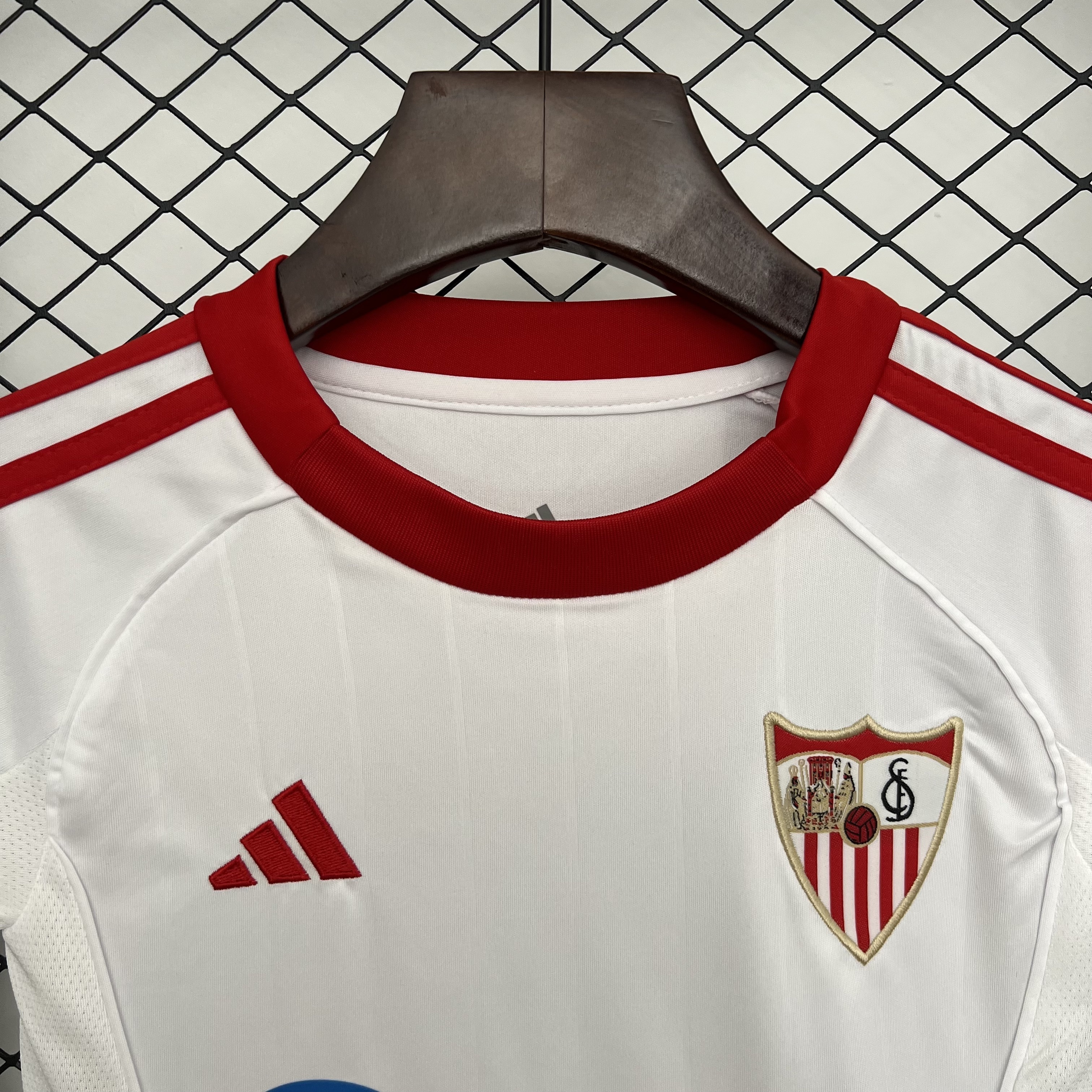 Sevilla 25/26 home kids jersey kit