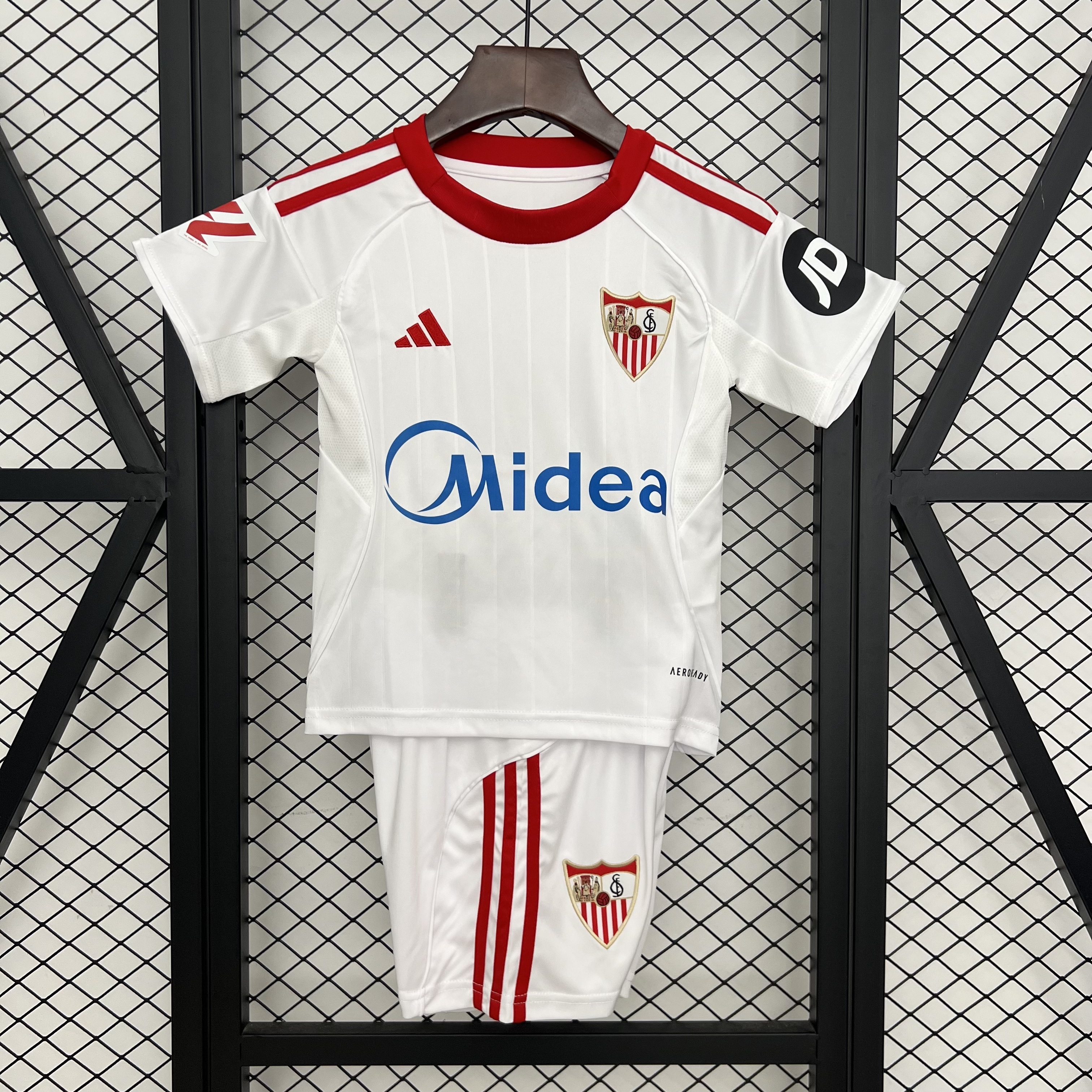 Sevilla 25/26 home kids jersey kit