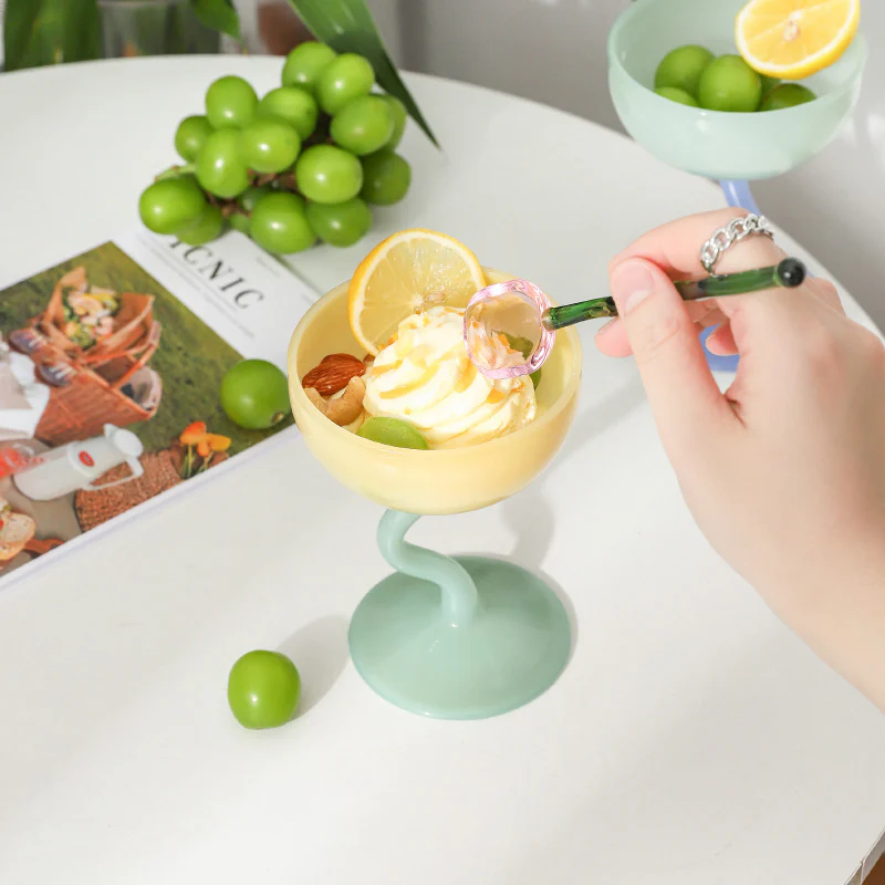 Colored Glass Wiggly Goblets Cocktail Glass