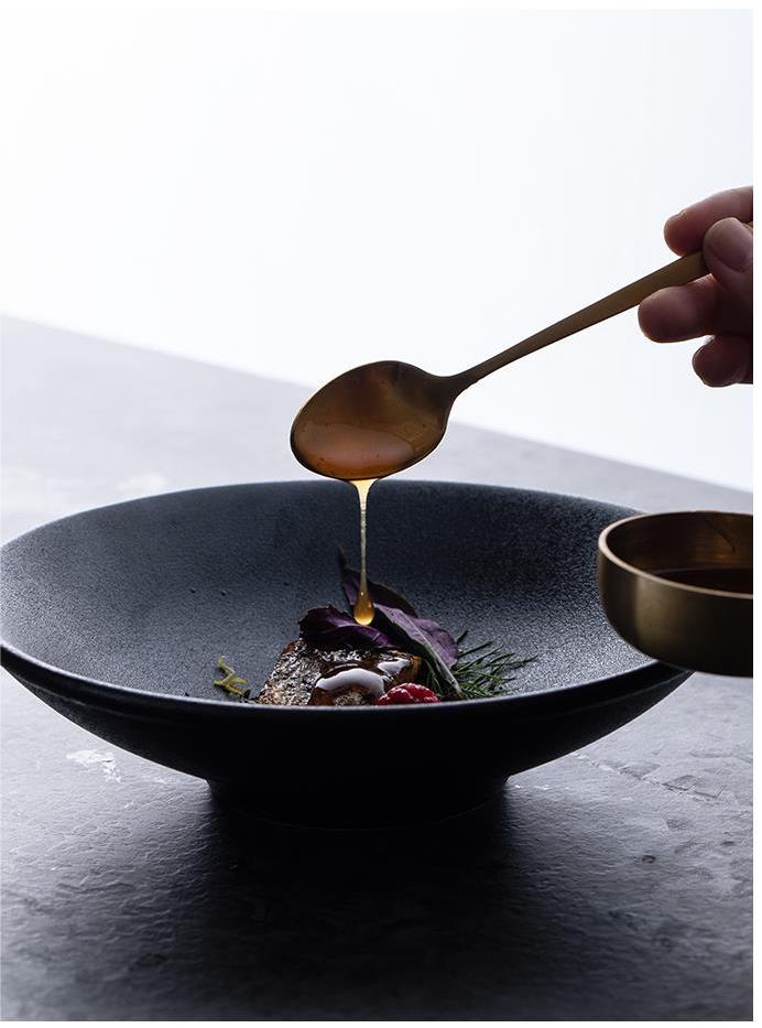 Creative Heavy Weight 8'' Black Ceramic Salad Bowl