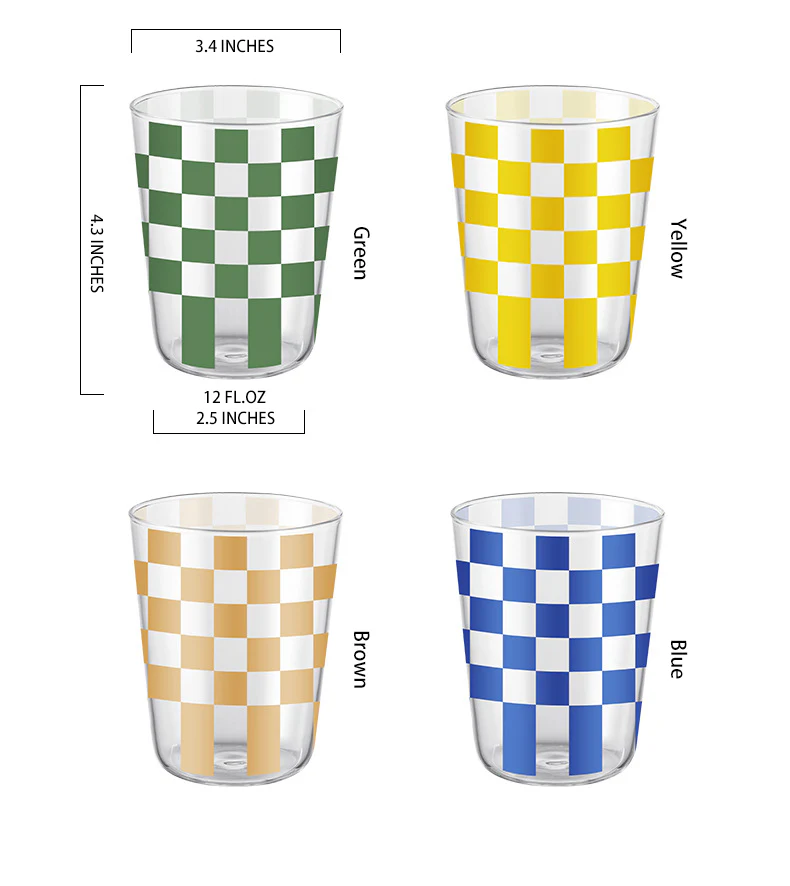 Handmade Checkered Drinking Glasses