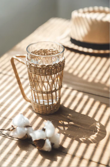 Best Hand Braided Wicker Wrapped Rattan Water Glasses